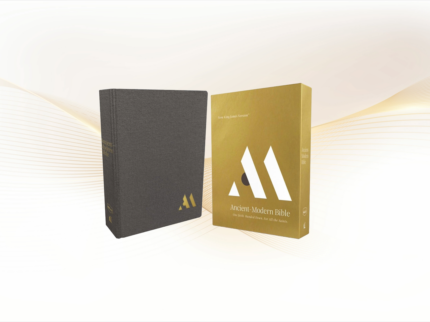 Ancient-Modern Bible, NKJV, Cloth Over Board Gray, Comfort Print image 0