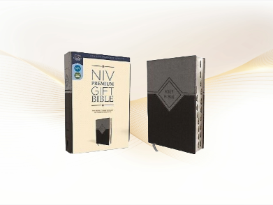 NIV, Premium Gift Bible Leathersoft, Thumb Indexed, Gray/Black image 0