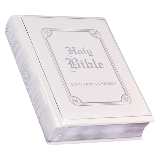 KJV Family Bible, Faux Leather White/ Silver with Family Tree Pages image 0