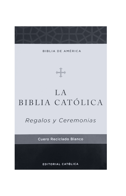 Biblia Católica, Regalos Y Ceremonias, Piel Reciclada, Blanco image 0