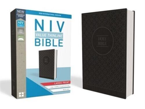 NIV Value Thin line Bible Imitation Leather, Gray/Black Large Print image 0