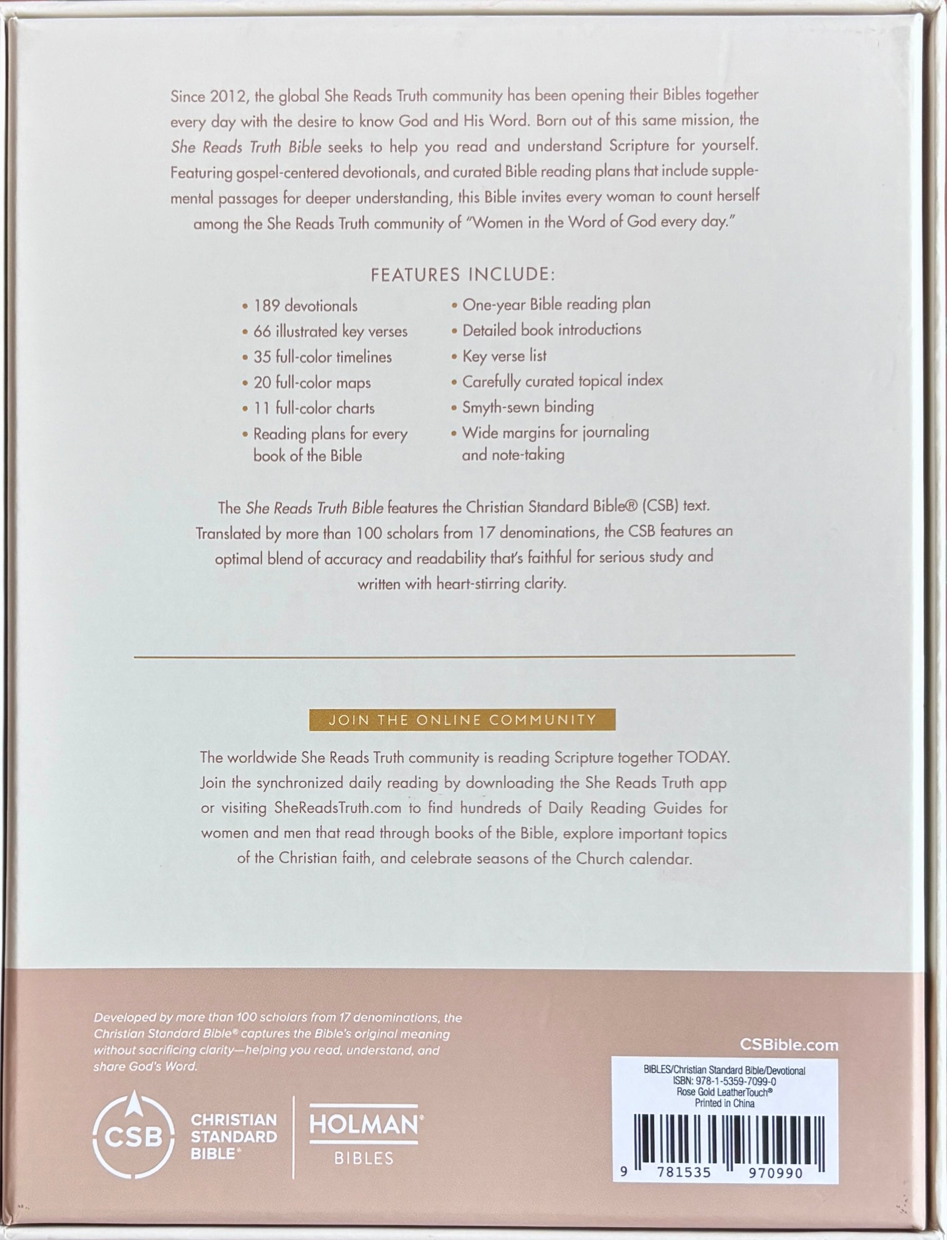 CSB She Reads Truth Bible, Rose Gold LeatherTouch, Full-Color Design image 2