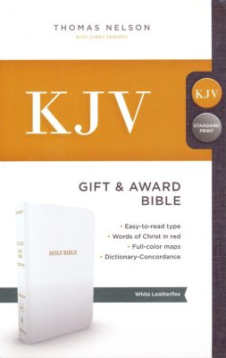 KJV Gift and Award Bible, Red Letter Edition, Leather Look White image 0