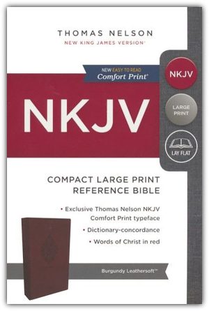 NKJV Reference Bible, Compact Large Print, Leathersoft, Burgundy image 1