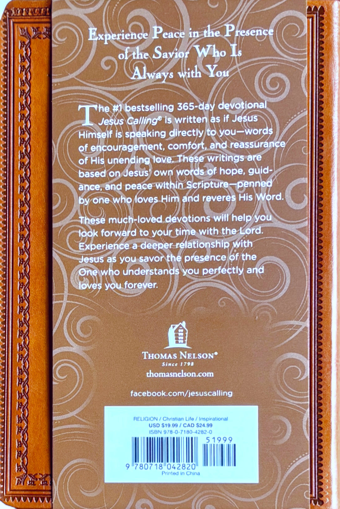 Jesus Calling, Enjoying Peace in His Presence, with Scripture, Leathersoft Brown image 1