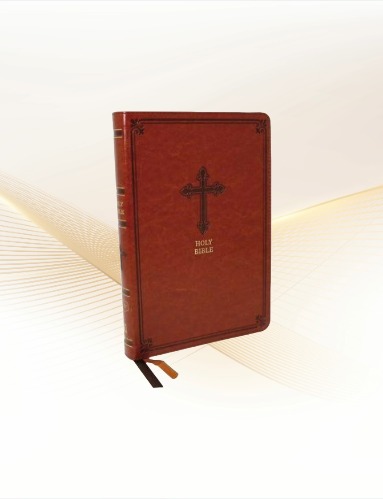 KJV Thinline Large Print Bible, Leathersoft Brown, King James Version image 0
