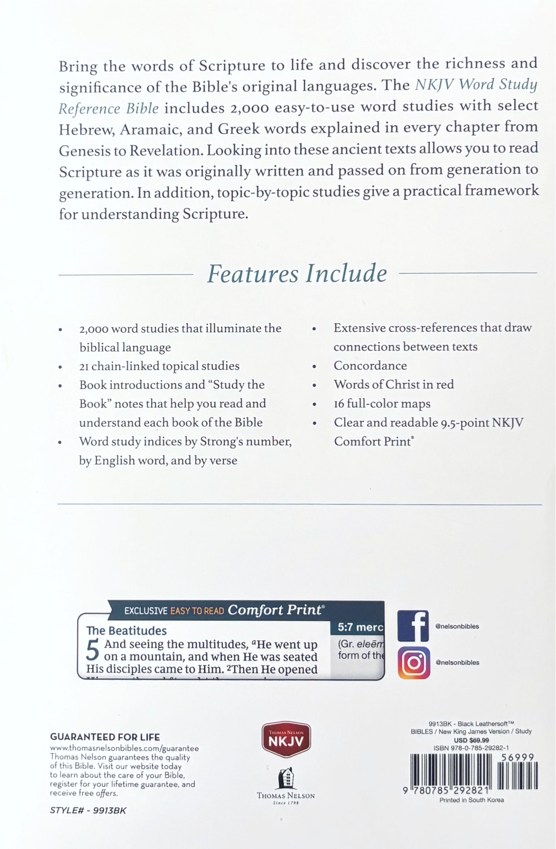 NKJV Reference Study Bible, Leathersoft Black, Red Letter, Comfort Print image 2