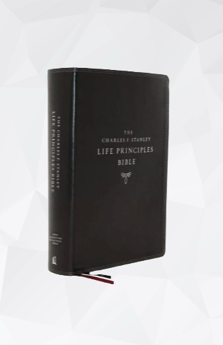 Charles Stanley NASB Bible, 2nd Edition, Leathersoft, Black image 0