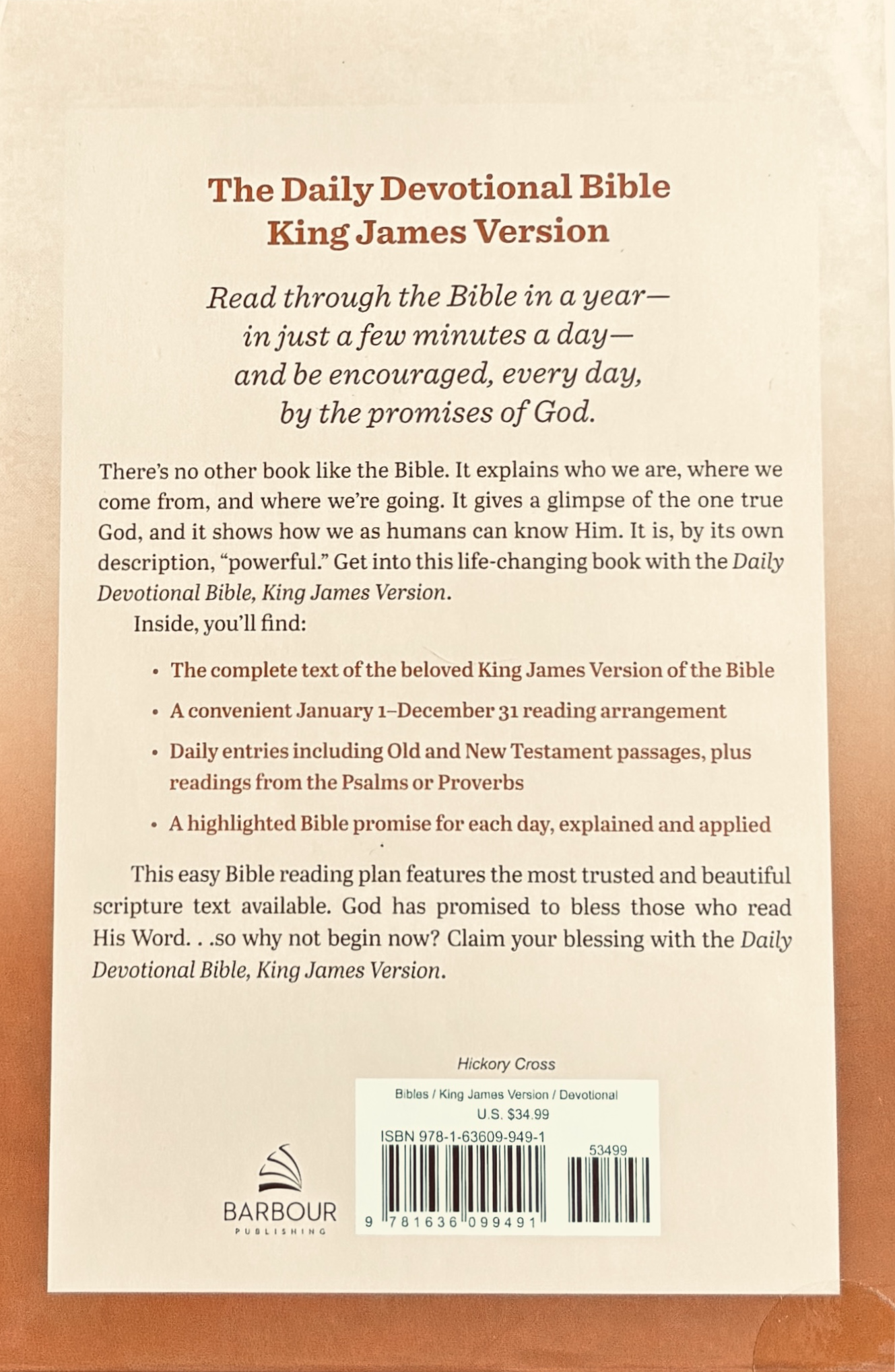 Daily Devotional Bible King James Version, Hickory Cross image 1