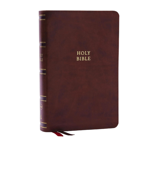 NKJV Single-Column Reference Bible, Comfort Print- leather-look, Brown Indexed image 0